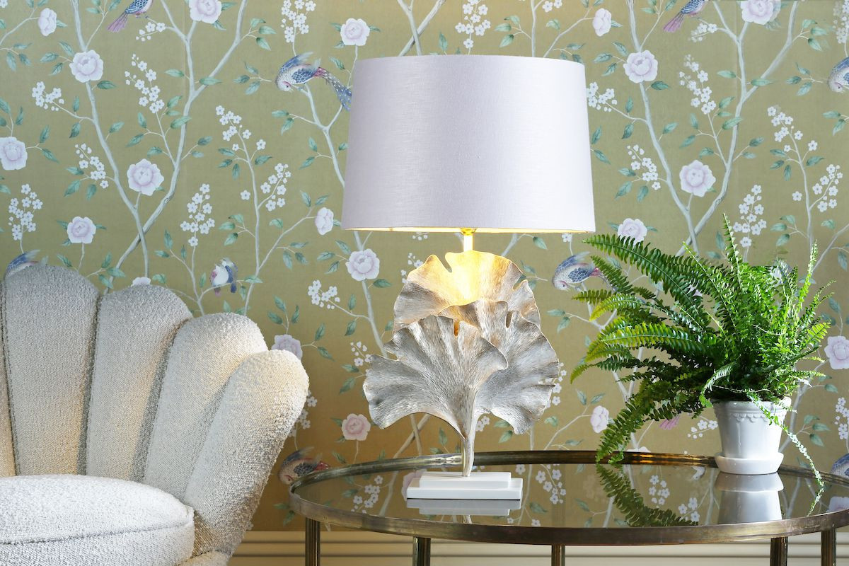Gingko table lamp in cream / gold, base only